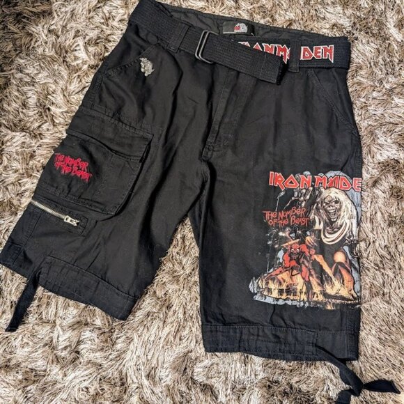 SOLD Brandit Iron Maiden Licensed Men's Shorts Number of the Beast Medium NWT - Picture 2 of 11